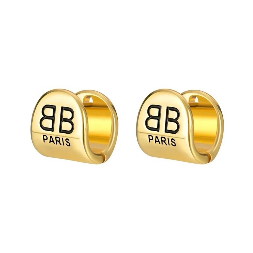 18K Gold plate Paris Logo Earrings cuff